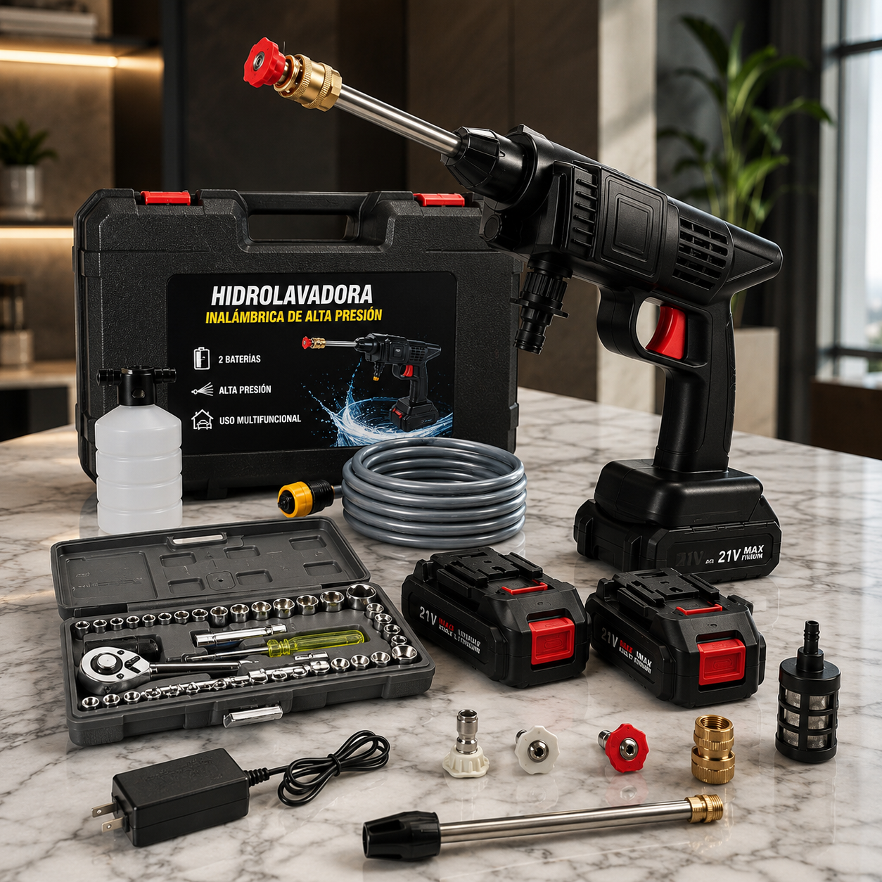 Combo Hidrolavadora + Raches 40PCS  🎁 El combo perfecto para quienes buscan limpieza potente y herramientas esenciales en un solo kit.