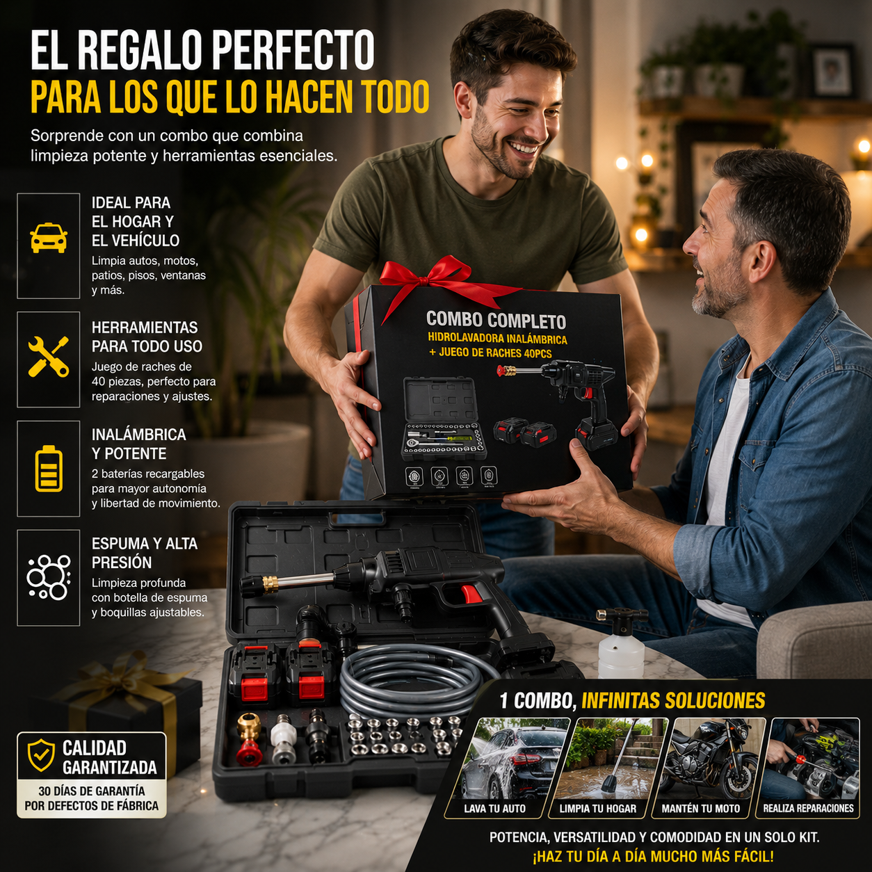 Combo Hidrolavadora + Raches 40PCS  🎁 El combo perfecto para quienes buscan limpieza potente y herramientas esenciales en un solo kit.